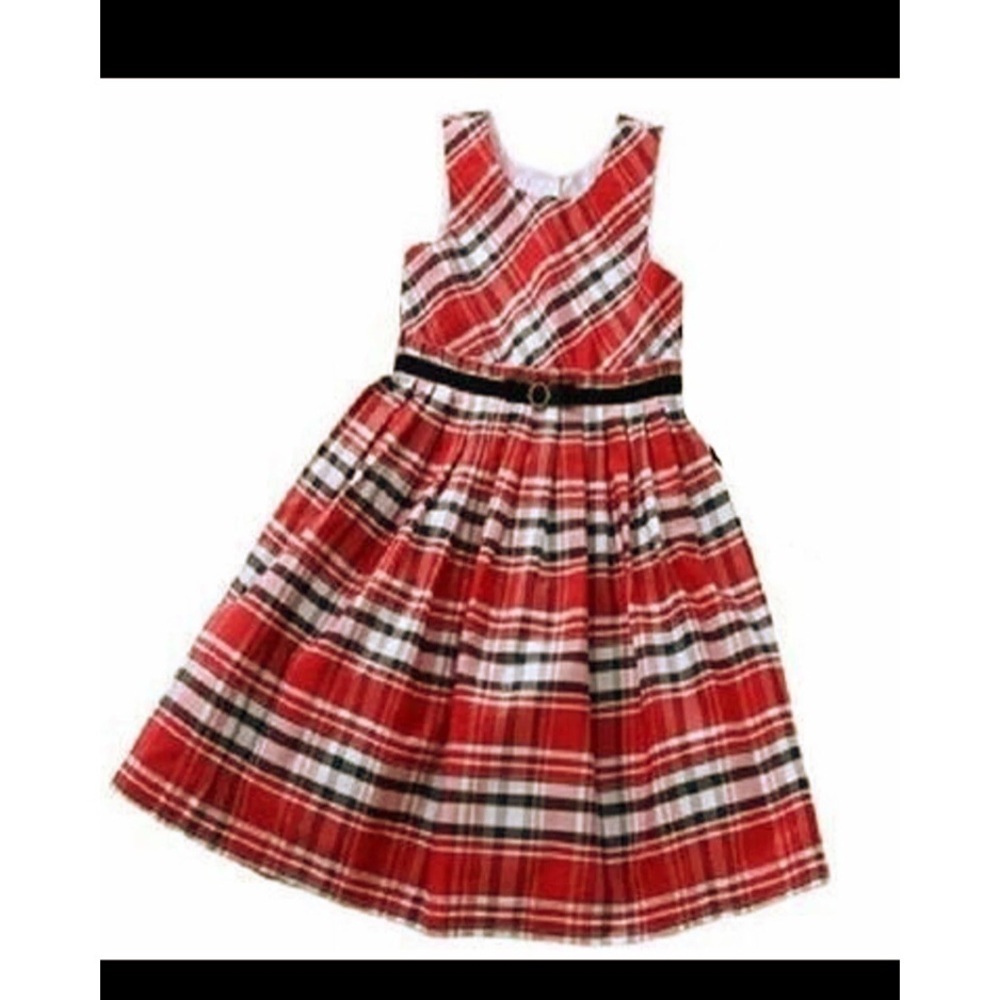 Girls 6 Red Plaid Dress Jona Michelle Formal Holiday Dress